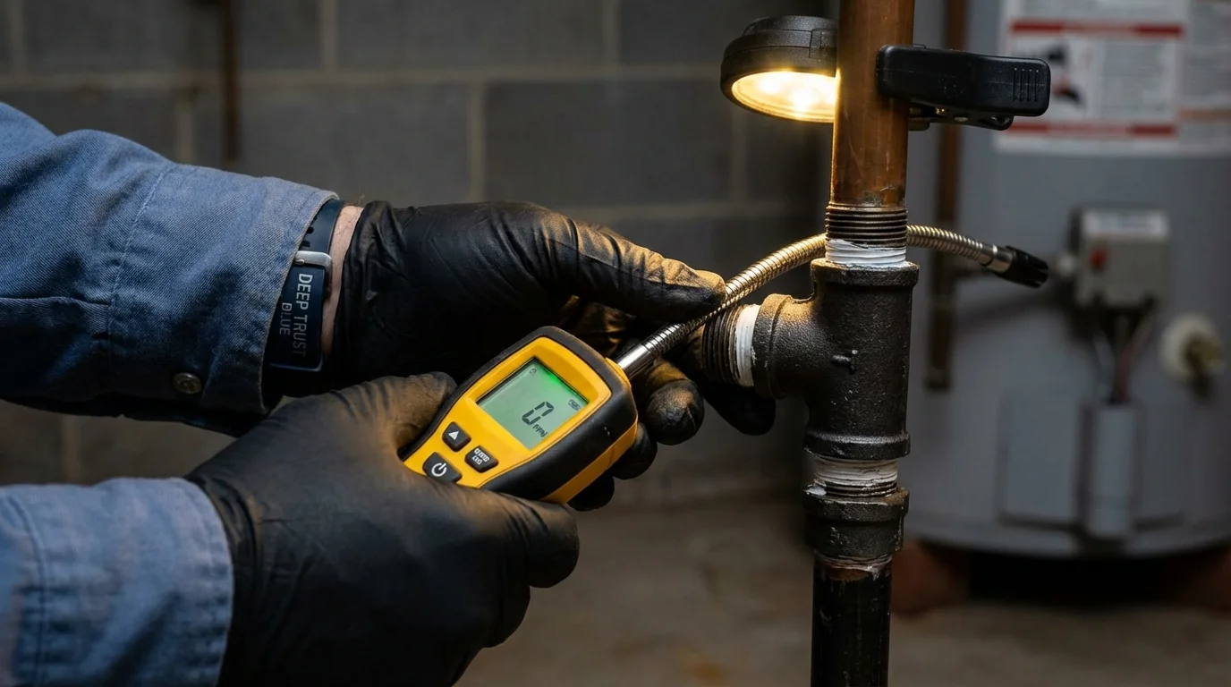 Gas leak detection with electronic sniffer by Johns Plumbing LLC in Grayson